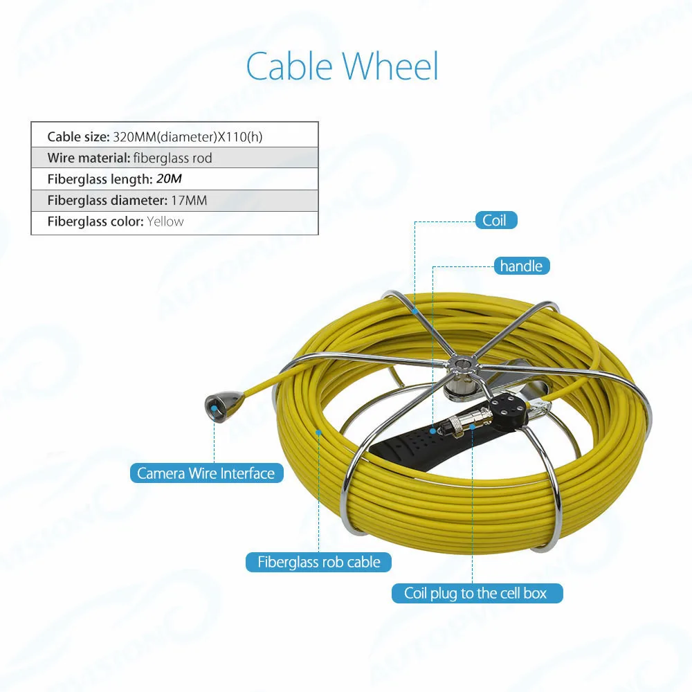 Special Detection Yellow Fiberglass Rob Cable Soft Wire Fit WP70 WP90 WP9600 Series Pipeline Inspection Endoscope Camera Only