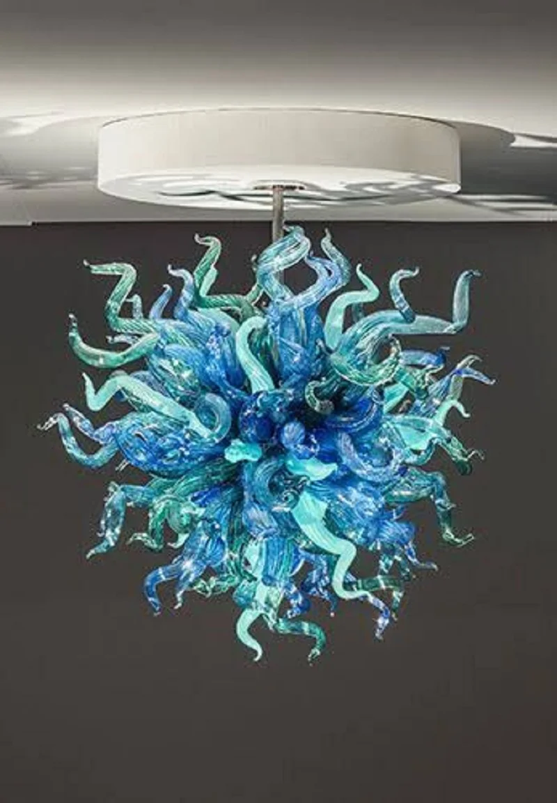 

Contemporary Luxurious Bedroom Designs High Ceiling Lamp Blown LED Glass Chandelier