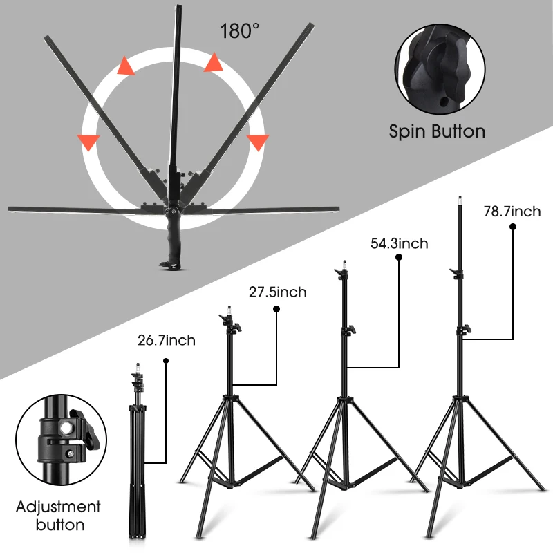 Studio Licht Kit Mit Stativ 3200-5500k Einstellbare 3 Farbe Streifen Fotografie Beleuchtung Für Video Selfie Füllen Licht 40cm 2 stücke Set