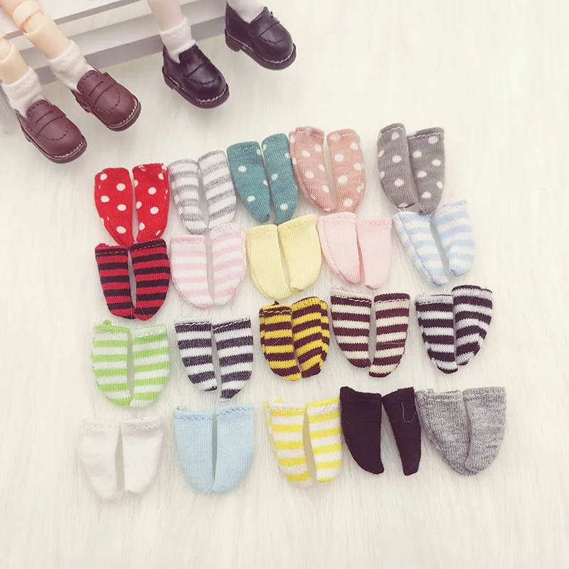 Candy Color Stripe Sock ob11 Short Socks for YMY,ddf,gsc,molly,1/12 BJD Doll obitsu 11 clothes socks bjd doll accessories toys