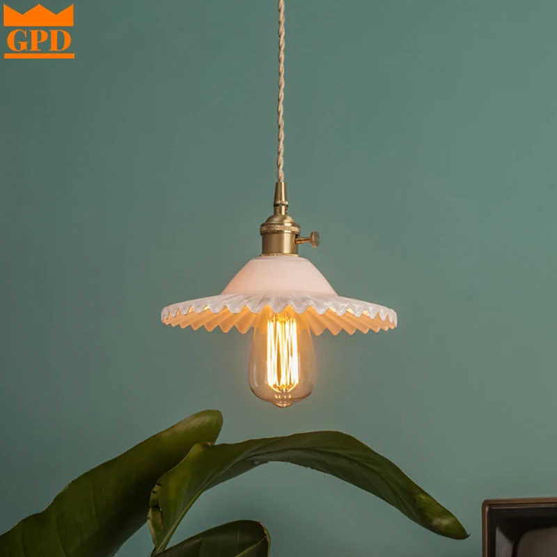 

New Modern Pendant Light for Kitchen island Bedroom Bedside Lamp Indoor Lighting Black White Black Flower Glass LED Home Decor