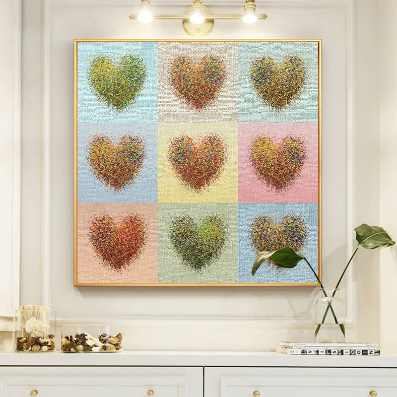 The Grateful Optimist Abstarct Colorful Heart Painting on Canvas Love Poster and Prints for Living Room Home Decor No Frame