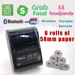 Mini Portable Thermal Printer Wireless Receipt Printer 58mm Ink-free USB Windows Android Factura Impresora Termica