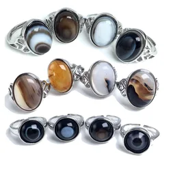 Men's Gothic agat Evil Eye Ball Design Charm onyx Ring Punk Finger Jewelry Gift Stainless Steel Rings Men Fashion Jewelry