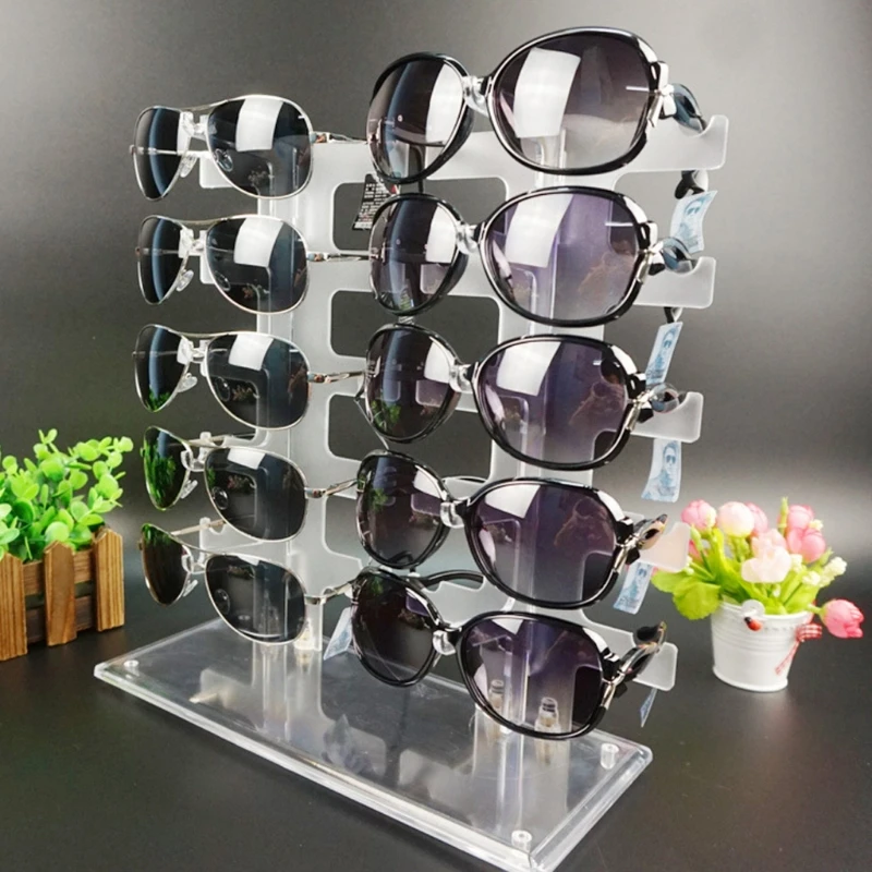 HOT 1 Set Two-row Glasses Holder Display Double-row 10-pair Glasses Display Stand for Personal Use on a Dresser Commercial