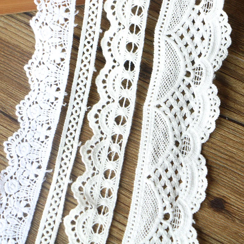 2y/lot Multi options White Flower Embroidery Lace Ribbon Fabric For Sew DIY Handmade Materials Accessories