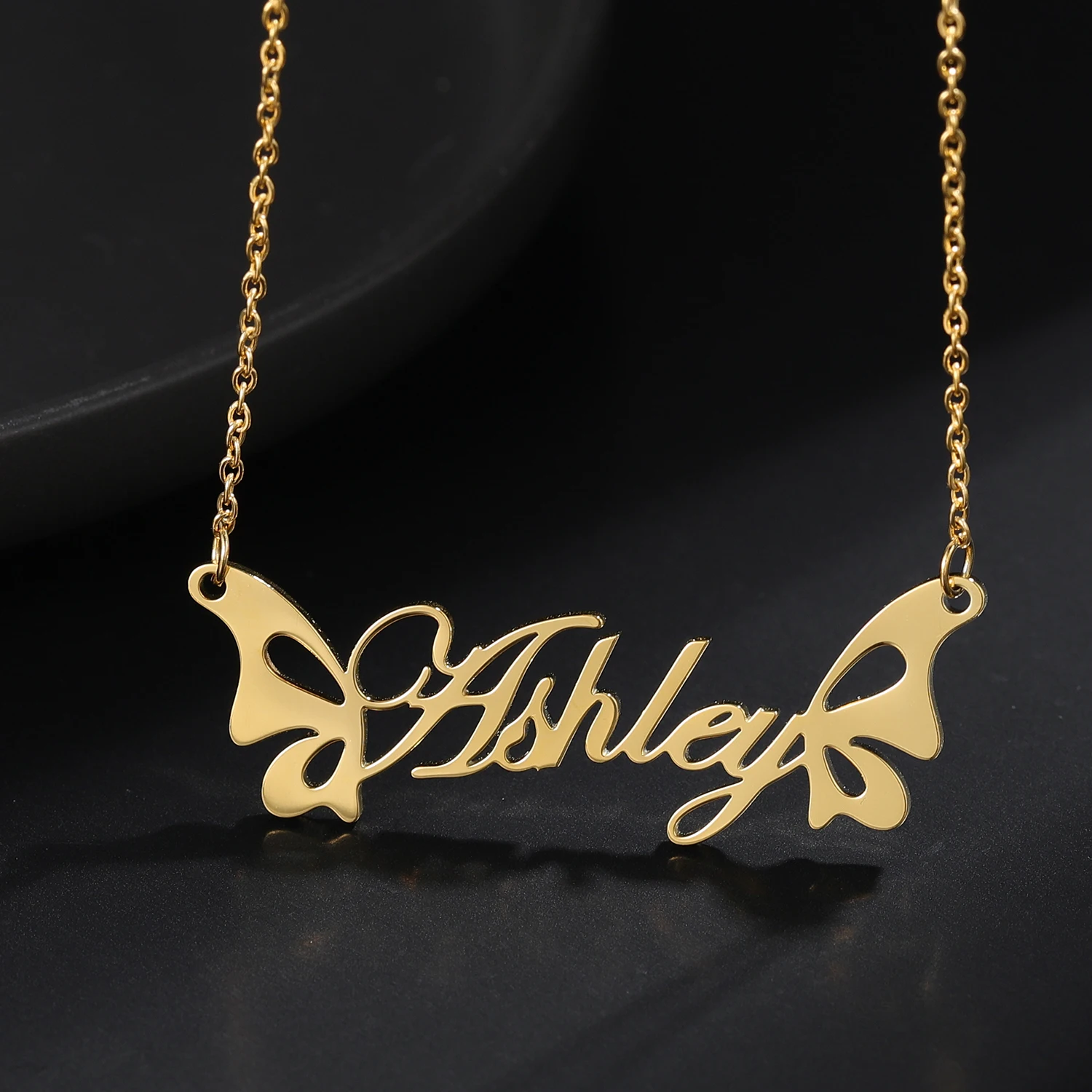 Personalized Necklace Butterfly Necklace Name Necklace  Gold Necklace For Women Nameplate Stainless Steel Jewelry For Women