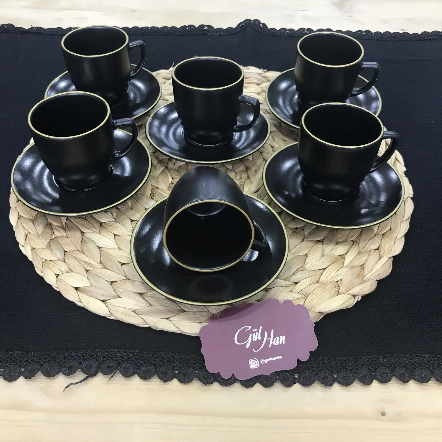 DOLBOVI Keramika coffee cup pad 12 Piece Mat Black Hand decor mug кружка coffee cup cup