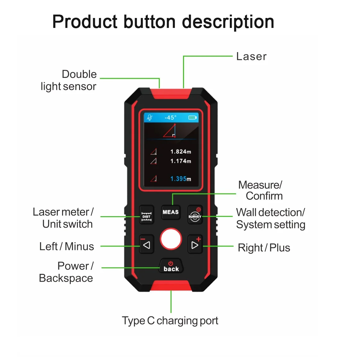 

New Smart Electronic Roulette Digital Ruler noyafa NF-518S multifunction 3in1 Detector ranging Laser Rangefinder Distance Meter