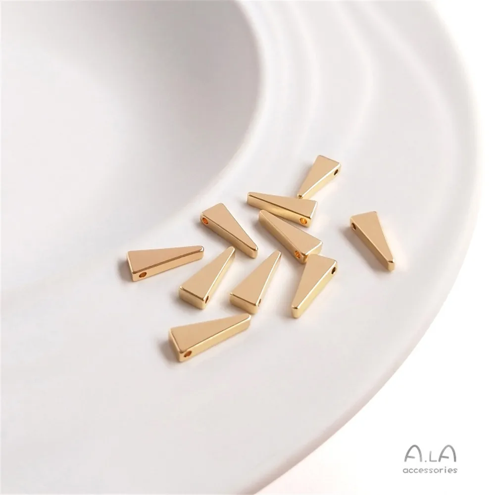14K Gold Plating Diy accessories three-dimensional triangle side hole pendant necklace earrings pendant handmade accessories view 3