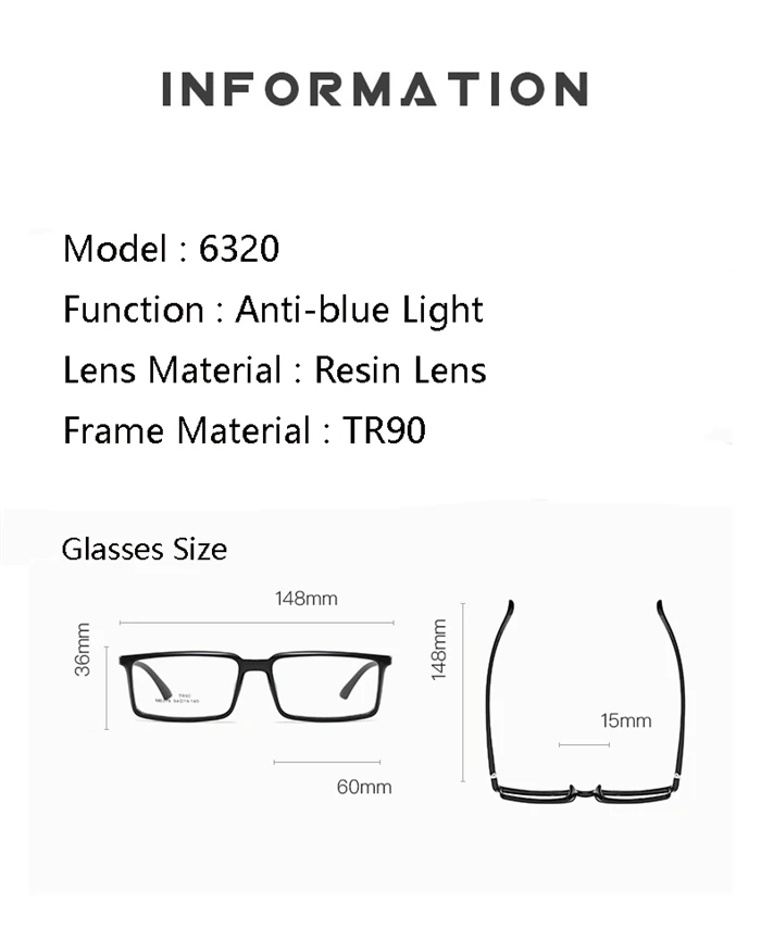 0 -0.5 -0.75 bis -6.0 blaues Licht blockiert Kurzsichtig keit Brillen Männer tr90 quadratische kurzsichtige Brille für Frauen – Detail 6