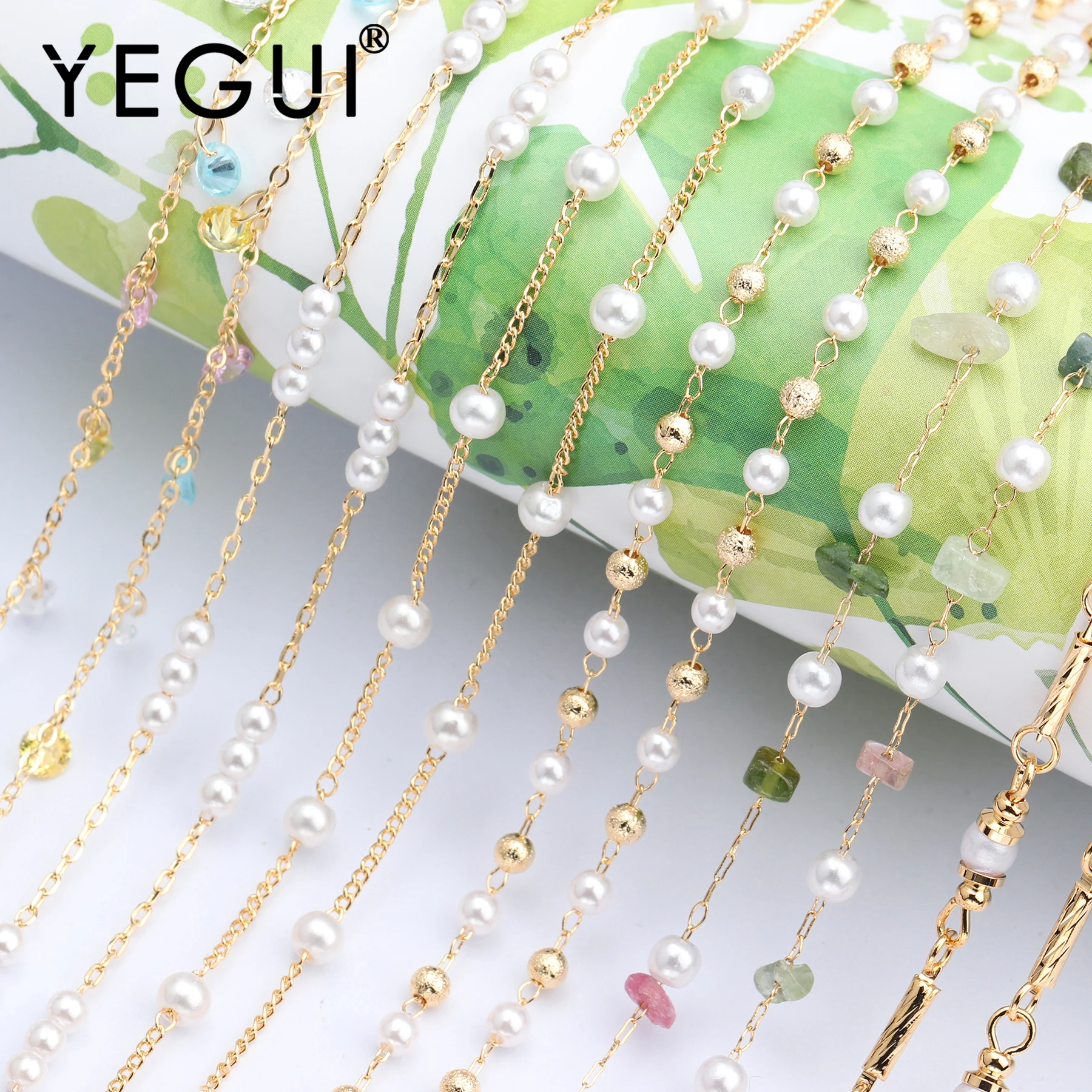 

YEGUI C63,jewelry accessories,18k gold plated,0.3 microns,beads,natural stone,handmade,jewelry making,diy chain necklace,1m/lot