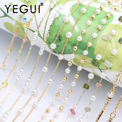 YEGUI C63, 보석 액세서리, 18k 금 도금, 0.3 미크론, beads,natural 돌, handmade, 보석 만들기, diy 체인 necklace,1 메터/몫