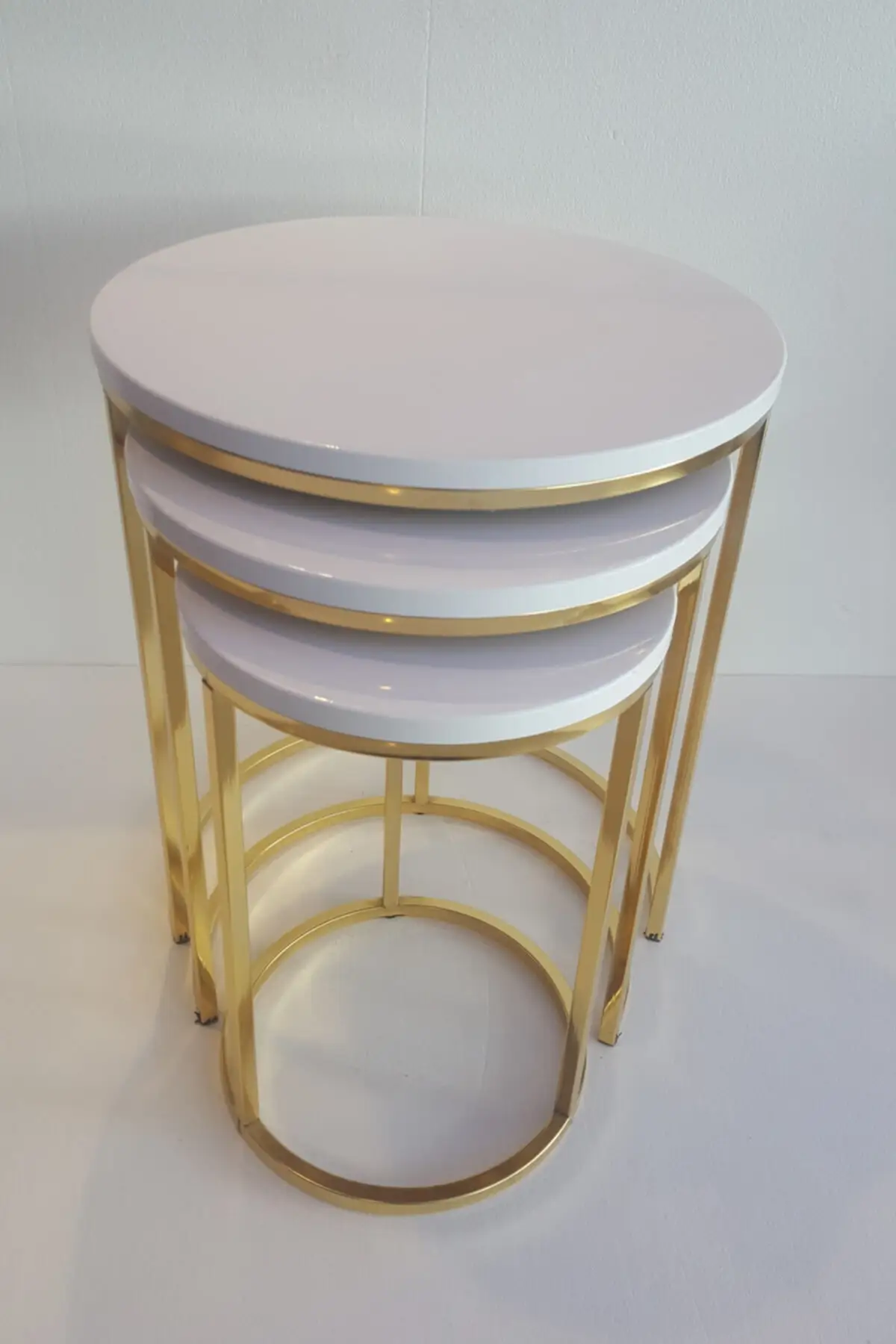 Meja Kopi Zigon Set Pcs Mdf Top Flip Emas Logam