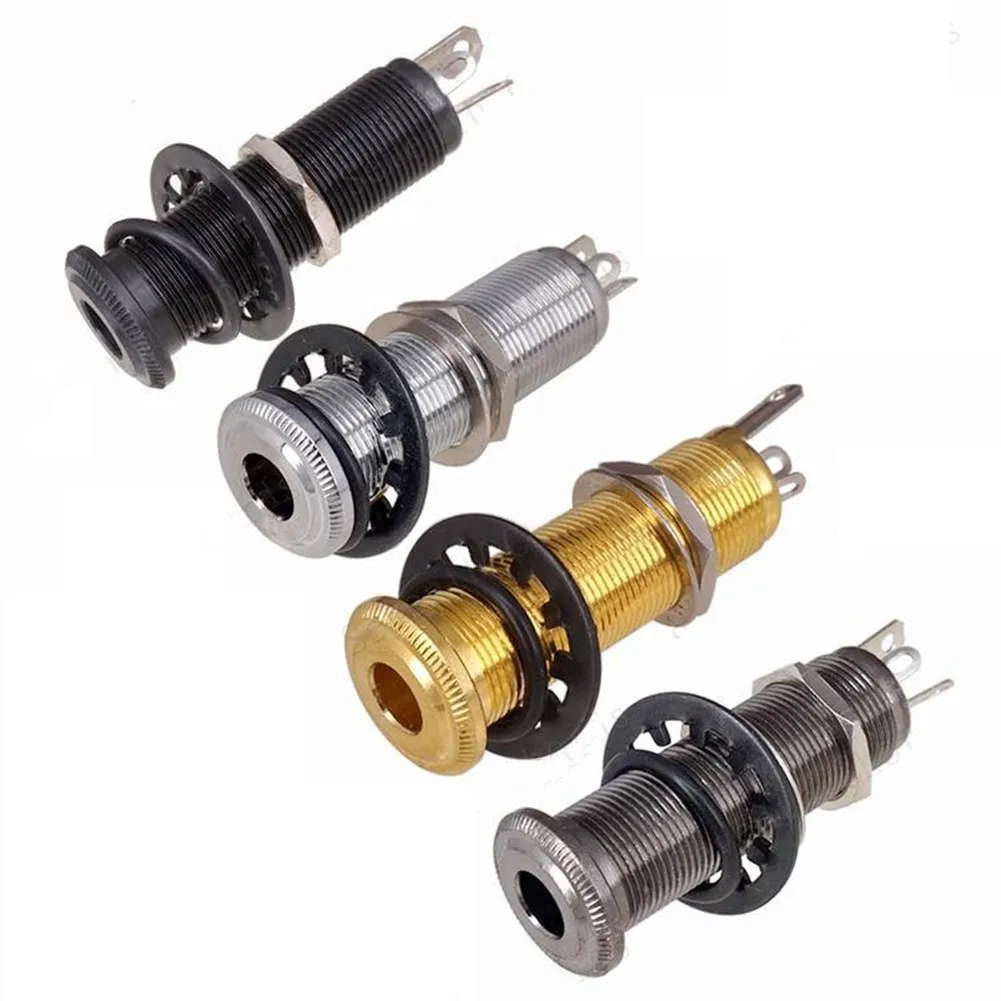 Electric Guitar Bass Parts 6.35mm Stereo Output Input 1/4 Inch Jack Socket Plug Brass Straight Ribbed Tube Style Jack Anti-noisy