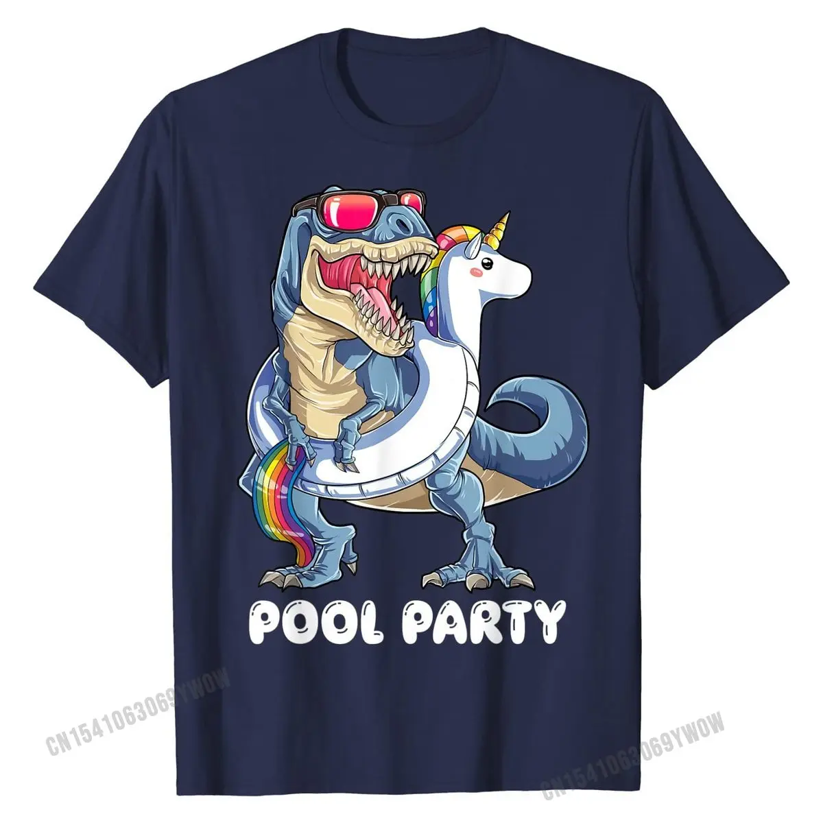 Pool Party Dinosaur Unicorn T shirt T rex Float Rainbow Gift T-Shirt Men Cute Printed On Tops T Shirt Cotton Tshirts Casual