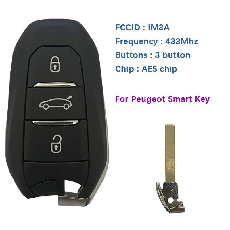 CN009045 Original 3 Button Remote For P-eugeot Smart Key With 433Mhz Frequency 128 AES Chip Part No 98097814ZD IM3A Keyless Go