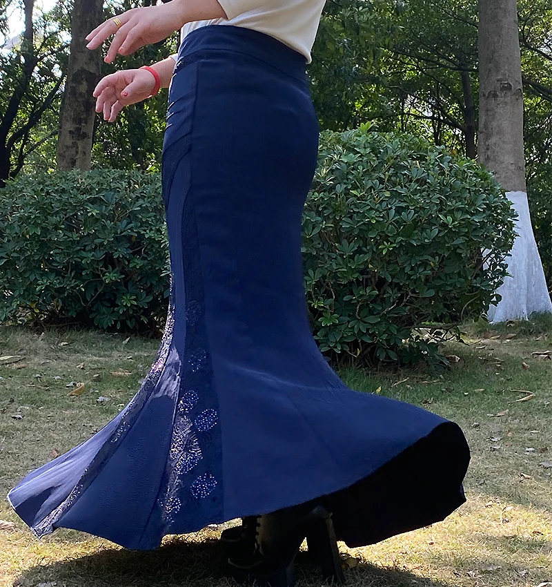 Women\'s Elegant Long Skirts  Flower Net Stitching Party Ladies Dresses Luxury Fashion Bottoms Plus Size Skirt African Clothing