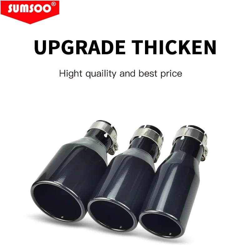 حقيقي SUMSOO 1 قطعة احدث اسلوب الفولاذ المقاوم للصدأ نظام العادم العالمي نهاية الأنابيب + سيارة العادم تلميح لشركة فولكس فاجن أودي بنز BMW بورش #2