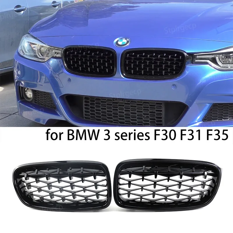 Diamond Front Bumper Kidney Grill Double Slat Racing Sport Grille for BMW 3 series F30 F31 F35 2011-19 Car Accessories