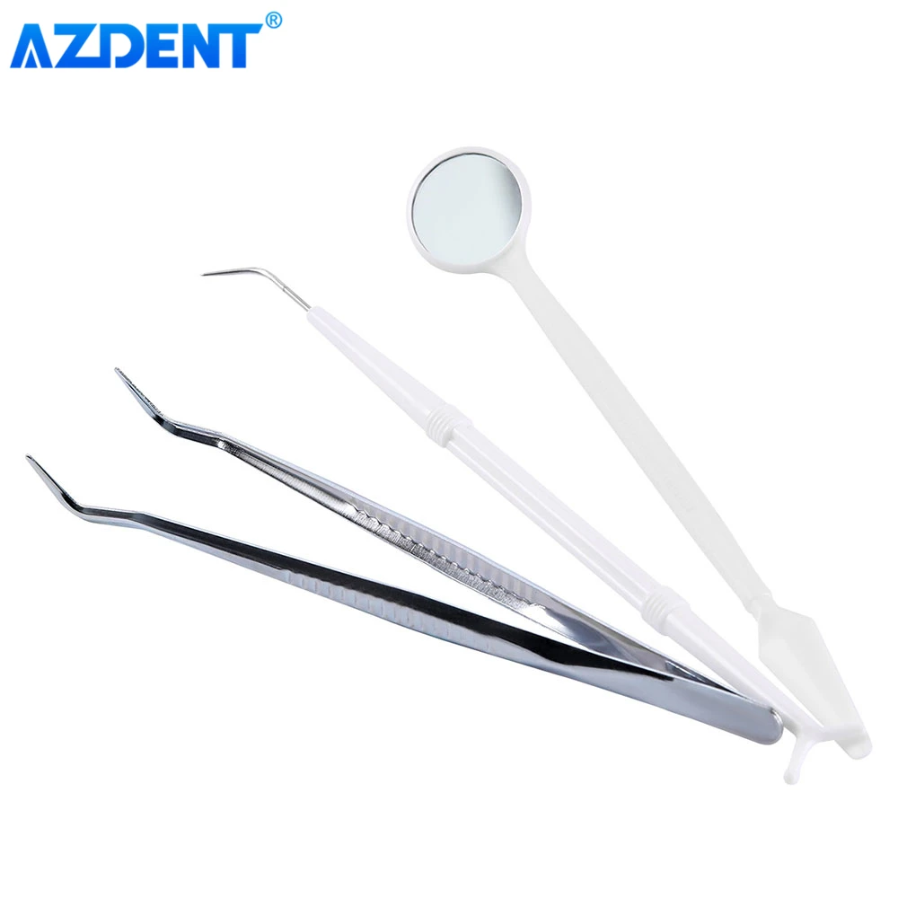 10 paczek Dental jednorazowe szczypce lustrzane Explorer Kit AZDENT Instrument 3 sztuk/zestaw stomatologia materiały eksploatacyjne dentystyczne