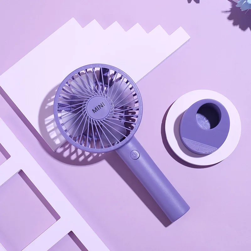 Mini ventilateur à main usb, lumière de charge, flocon de neige, créatif, pour étudiant, avec base, bureau