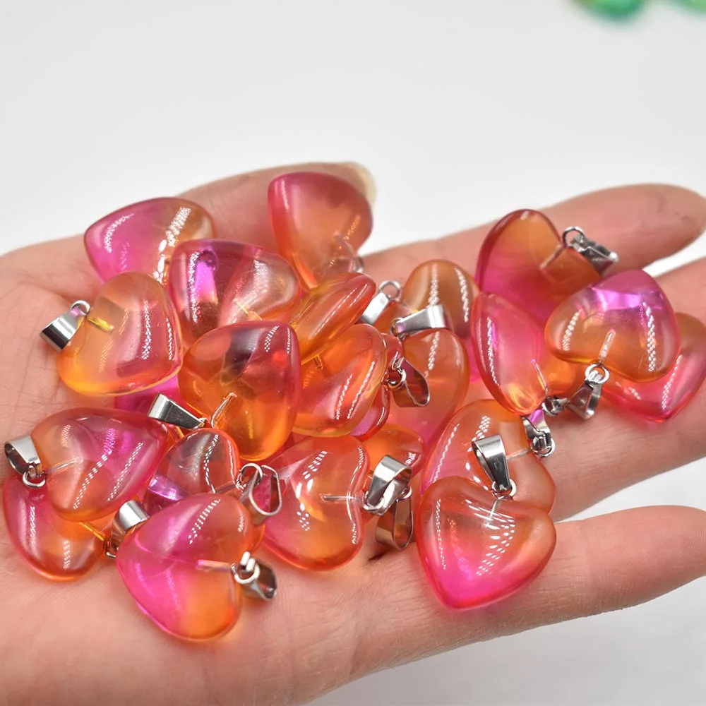 Modische, schöne Glaskristall-Anhänger in Herzform, 20 mm, für DIY-Schmuckherstellung, 50 Stück/Los, Großhandel, kostenloser Versand – Detail 4