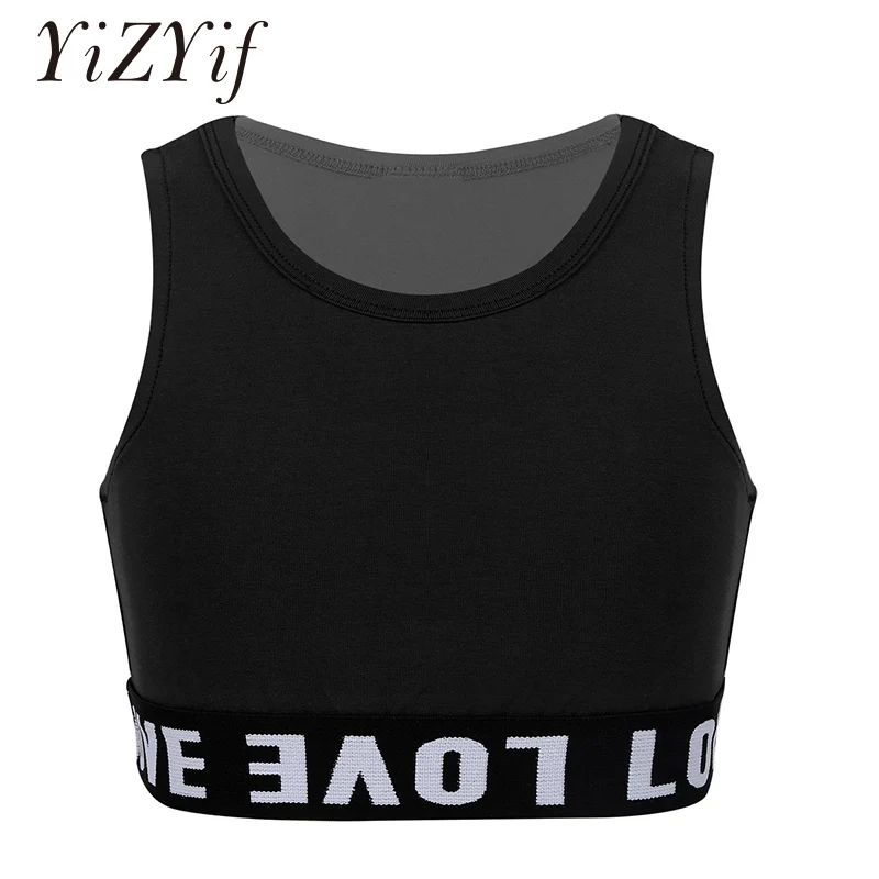 Kids Girls jazz ballet dance crop tops Sleeveless Round Neck Tanks Tops Crop Top for Modern Jazz Street Dance Stage Performance