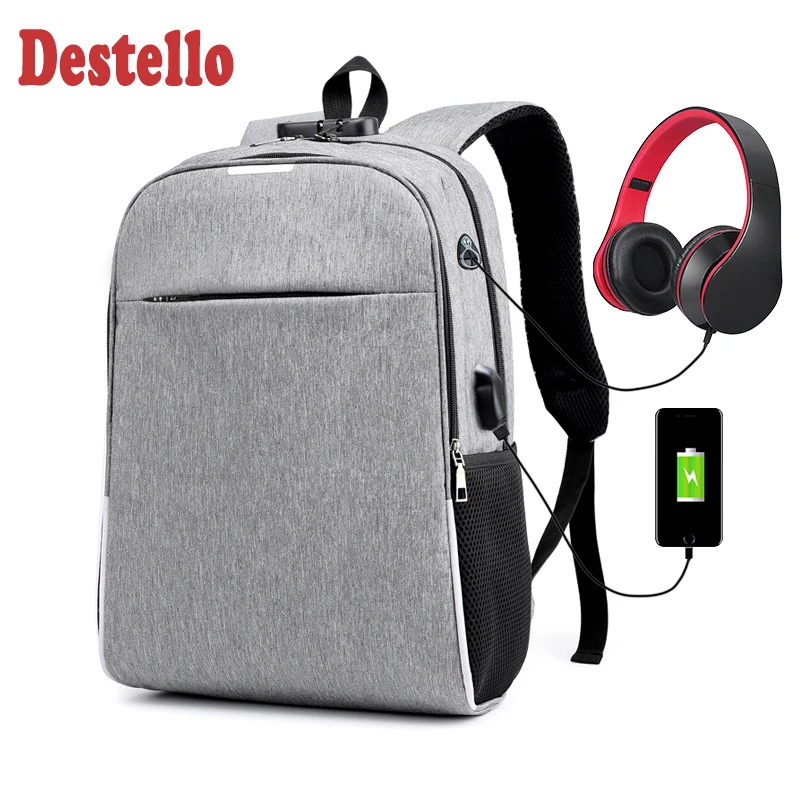 

Fashion large capacity men 15.6 inch laptop backpack leisure anti theft business travel bag male USB charging backpack schoolbag