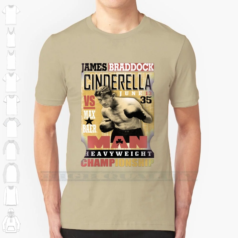 Camiseta 100% algodón de James Braddock, camisa deportiva de peso pesado, lucha Knockout Max Baer 1935, historia Retro Vintage