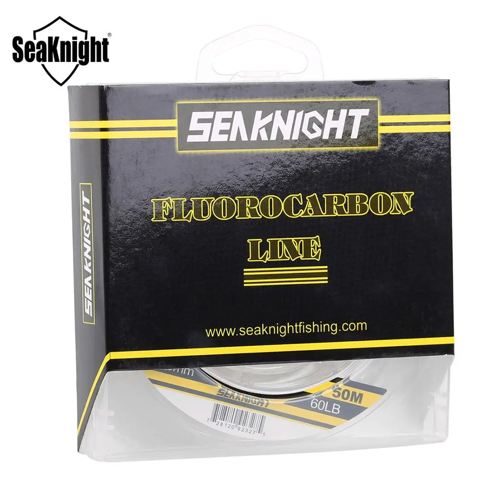 SeaKnight-Hilo de pesca, filamento de pesca 50M, 100M 100% fabricado con material japonés, 3-100LB líneas de pesca de fluorocarbono, de mosca líder,