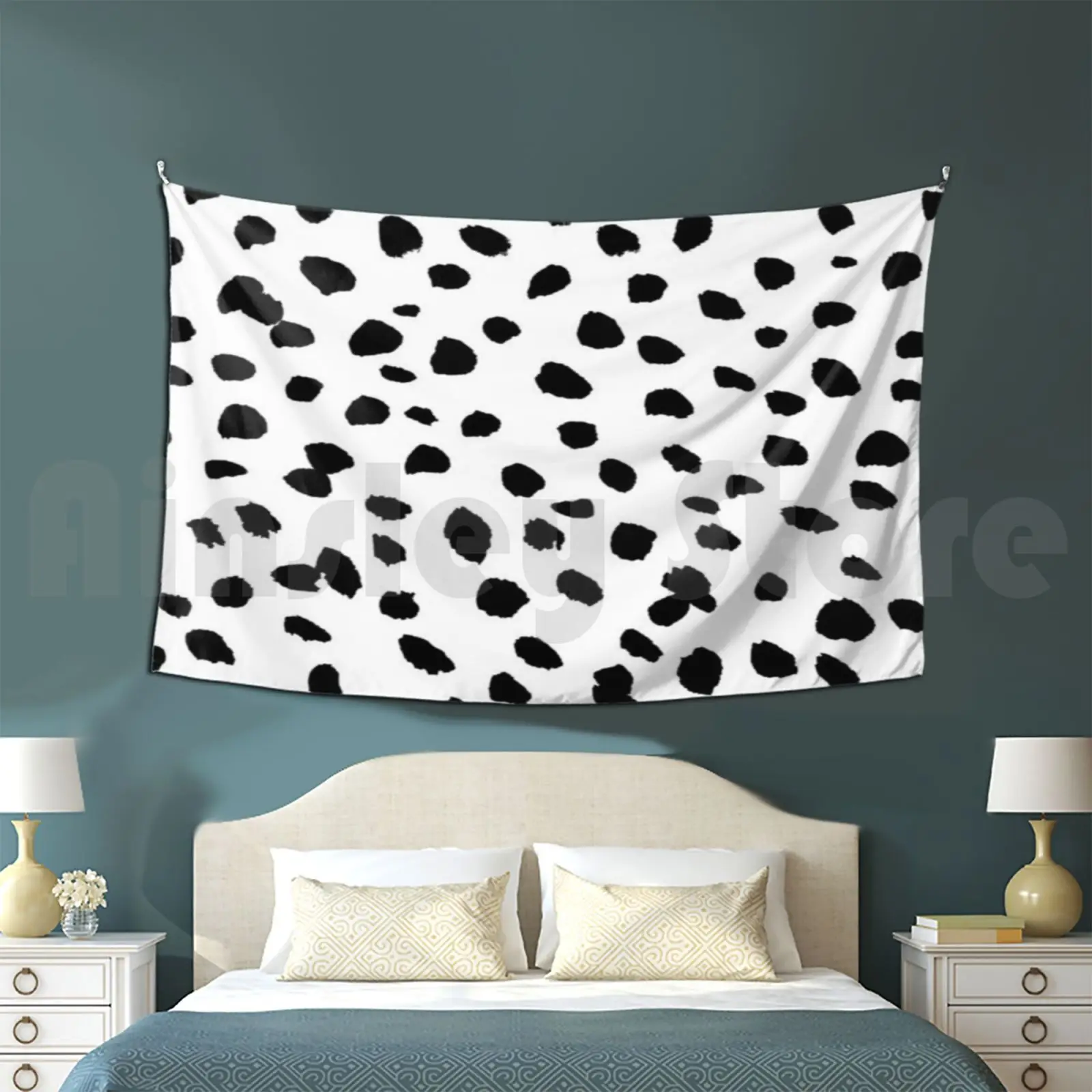 Black And White Dalmatian Customized Tapestry Dalmatian Black And White Spots Cute Dog Puppy Dots