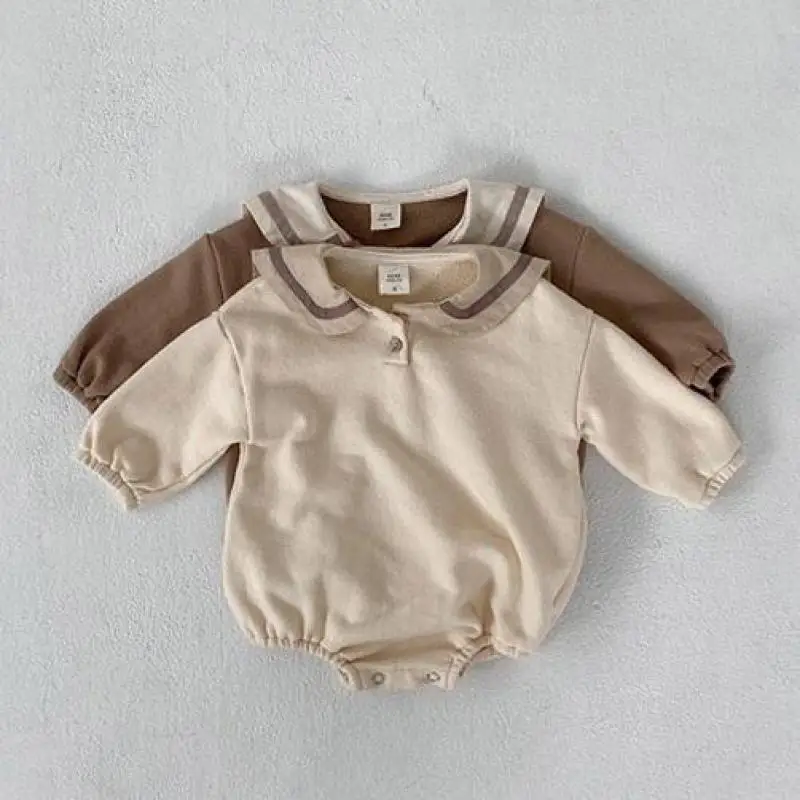 

0-24M Autumn Baby Clothes Sailor Collar Baby Girl Bodysuits Cotton Long Sleeve Infant Toddler boys Jumpsuits