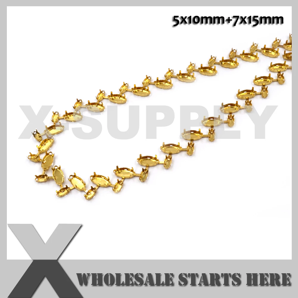 7x15mm Decoration Brass Empty Natette Boat Cup Chains For DIY Craft,Jewelry,Crystals,