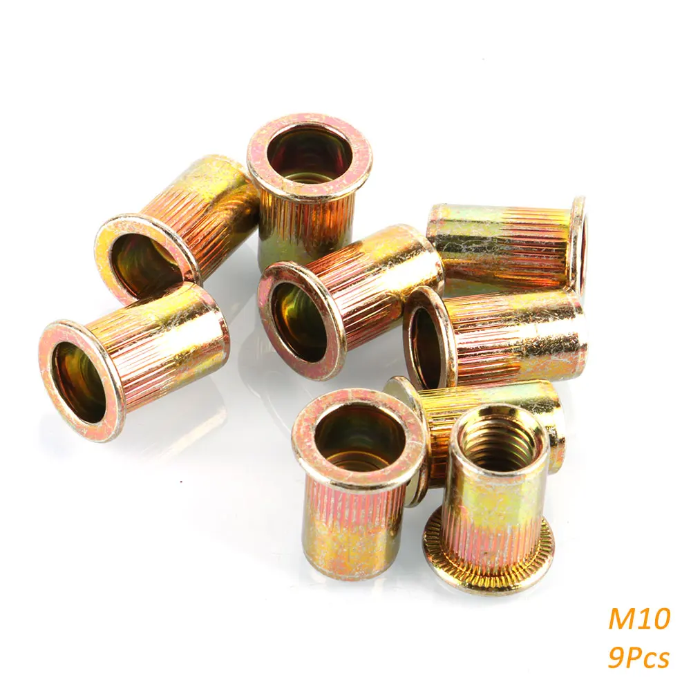 M3 M4 M5 M6 M8 M10 M12 Rivet Nuts แบนหัวเกลียว Nutsert สําหรับ Riveter Nut Gun เหล็กคาร์บอนชุบสังกะสี