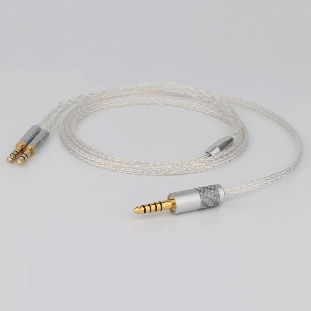 8-żyłowy pojedynczy kryształ srebrny do słuchawek Beyerdynamic T1 T5P II AMIRON HOME Denon AH-D600 AH-D7100