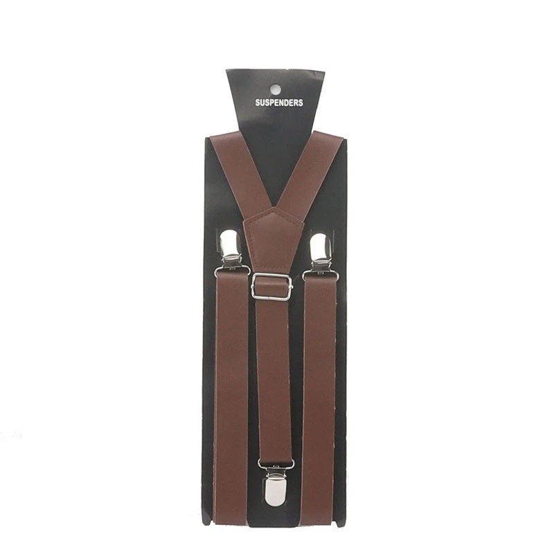 2.5cm Width Fashion Men Leather Suspenders Belt  PU Leather Clip-on Women Braces Suspenders Wedding Wear