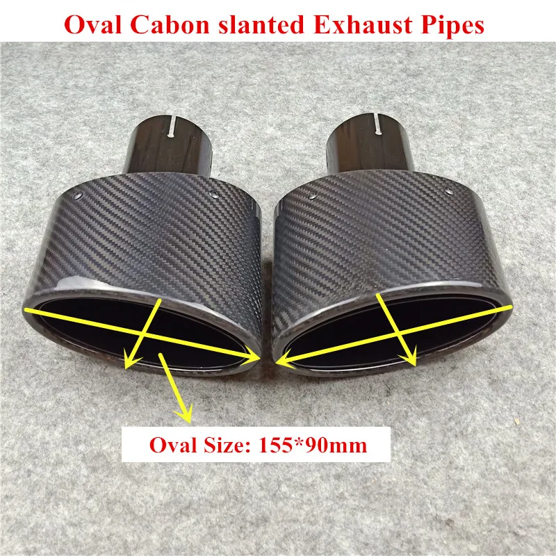 

1 Pair Oval Slanted carbon Glossy black Exhaust Tip muffler Exhaust tips muffler pipe Tailpipe trims Exhaust Pipes For AKRAPOVIC