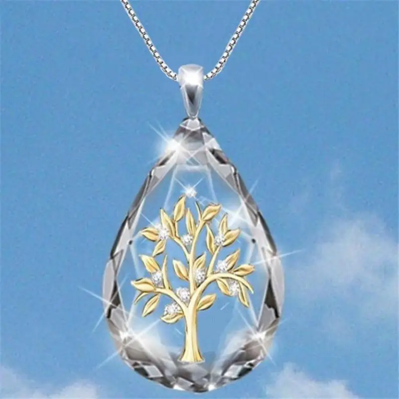 

Women's Necklace Pendant Crystal Cross Necklace Paradise Ladder Pendant European and American Fashion Life Tree Necklace