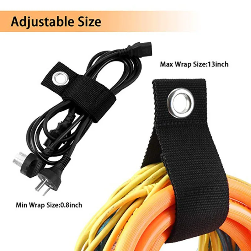 Reusable Self-Adhesive Buckle  Heavy Duty Extension Cord Holder Organizer Hook Loop Storage Strap for House Basement RV Garage