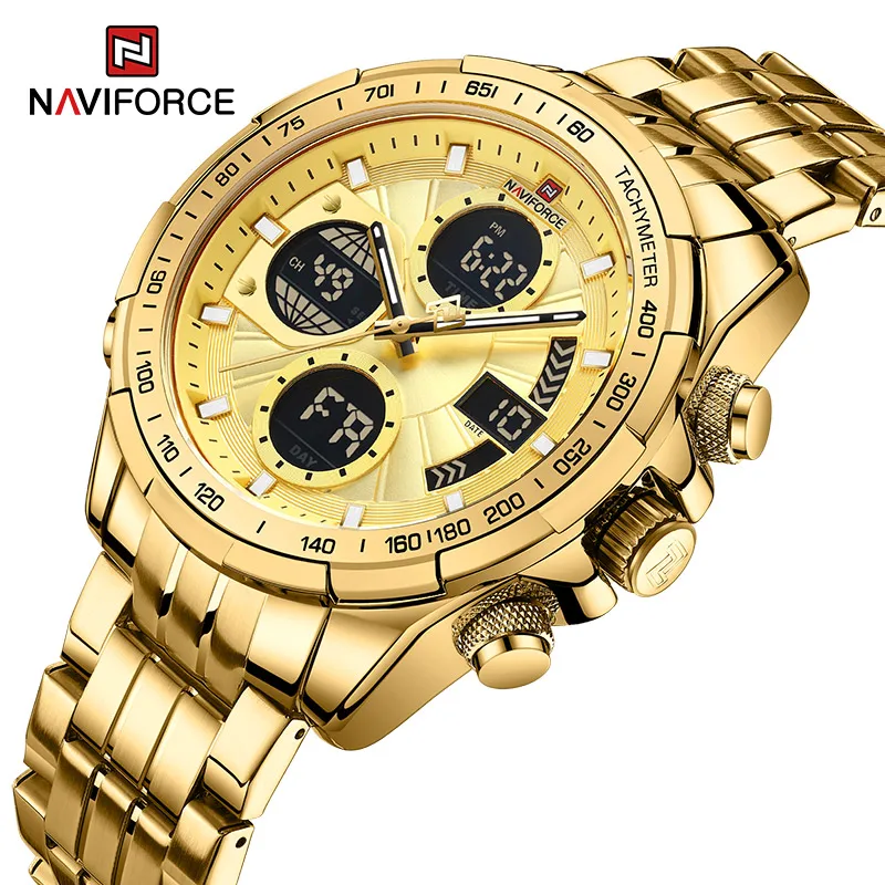 Top Luxury Brand NAVIFORCE Quartz Watches for Men Military Sport Luminous Digital Waterproof Alarm Chronograph Gold Wrist Watch