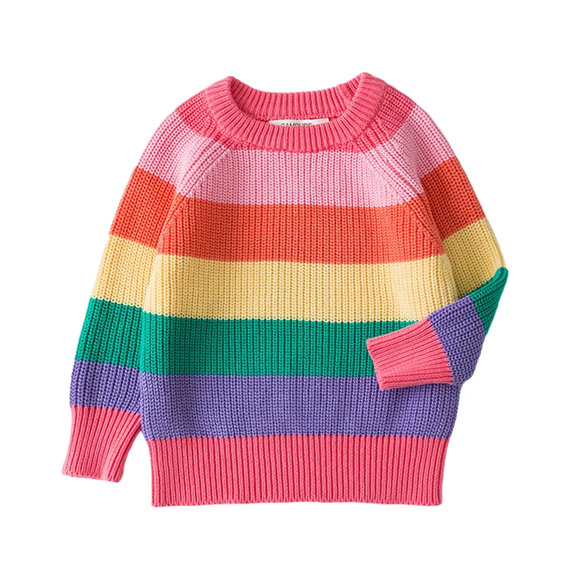 New Kids Baby Girls Boys Sweater Autumn Winter Full Sleeve Rainbow Stripes Pullover Sweater Toddler Children Knit Sweater