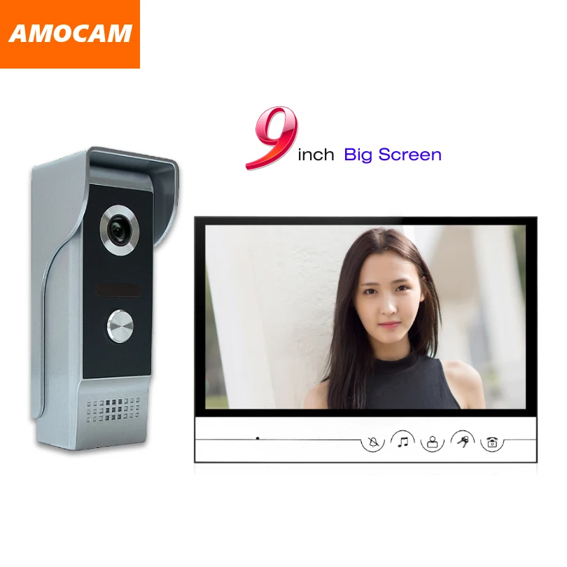 

9" big Monitor Video Door Phone Doorbell System Video Intercom IR Night Vision Aluminum Alloy Camera Video Doorphone