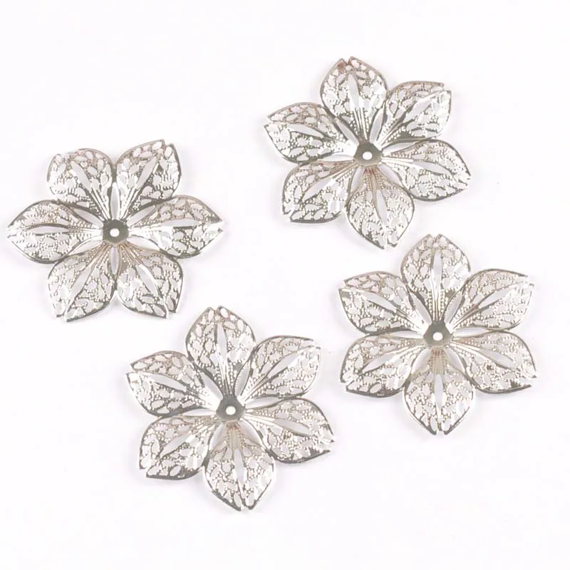 10pcs Hollow Flower Metal Crafts Filigree Wraps Connectors for Earrings Jewelry Making Findings Scrapbooking Decor 43mm ykl0782