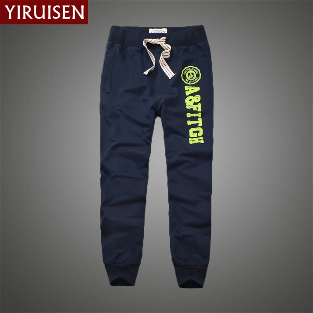 

YiRuiSen 100% Cotton Mens Long Sweatpants Embroidery Style Sweatpants Vintage Breathable Comfortable Fashion Male Clothing