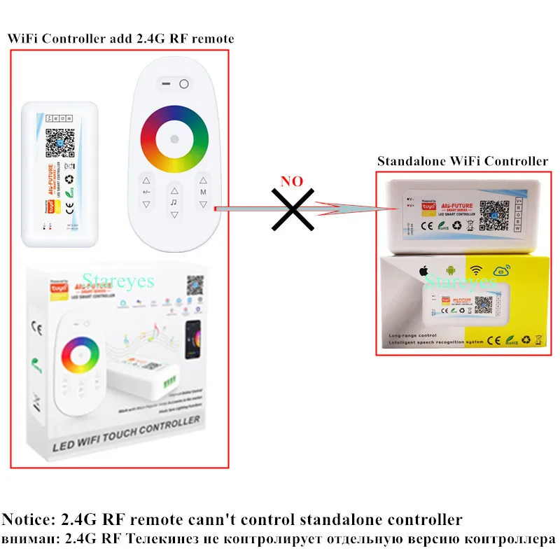 Controlador inteligente WiFi Tuya Alexa Google Home Voice DC5-24V atenuador de un solo color CCT RGB RGBW RGBCCT 5 en 1 aplicación de tira LED 2,4G