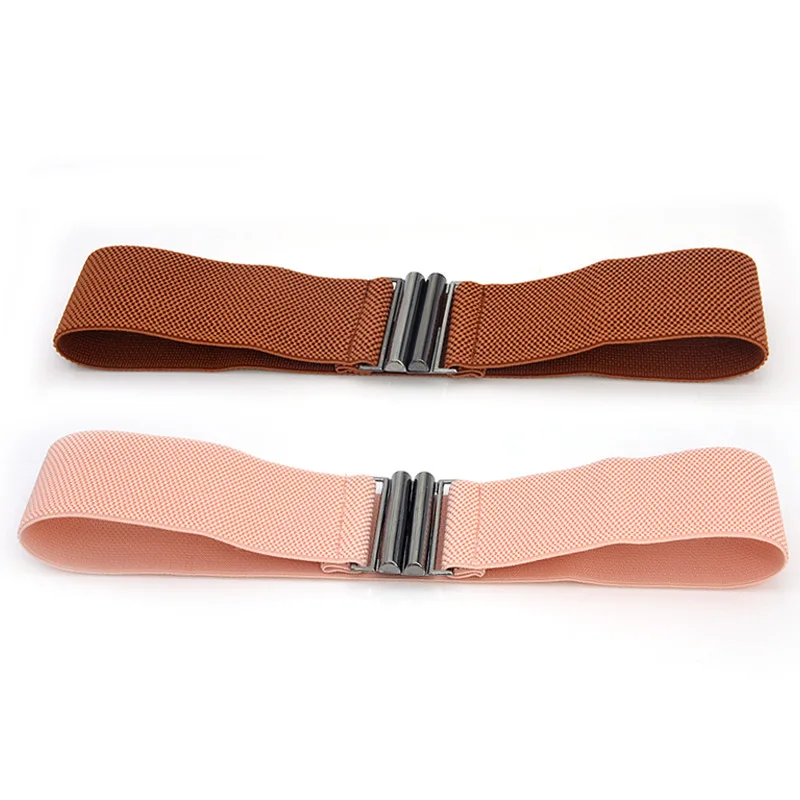 Wide Elastic Belt Solid Color Corset Belt Metal Buckle Lady Fashion Cummerbands Stretch Cinch Waistband Women Waist Belt