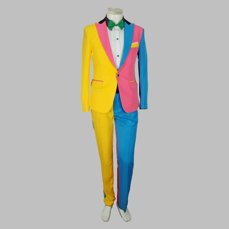 

Irregular Colorful Stage Outfits Men's Suits Magician Clown Performance Nightclub Male Singer Host Blazers Pants Set Costume 4XL