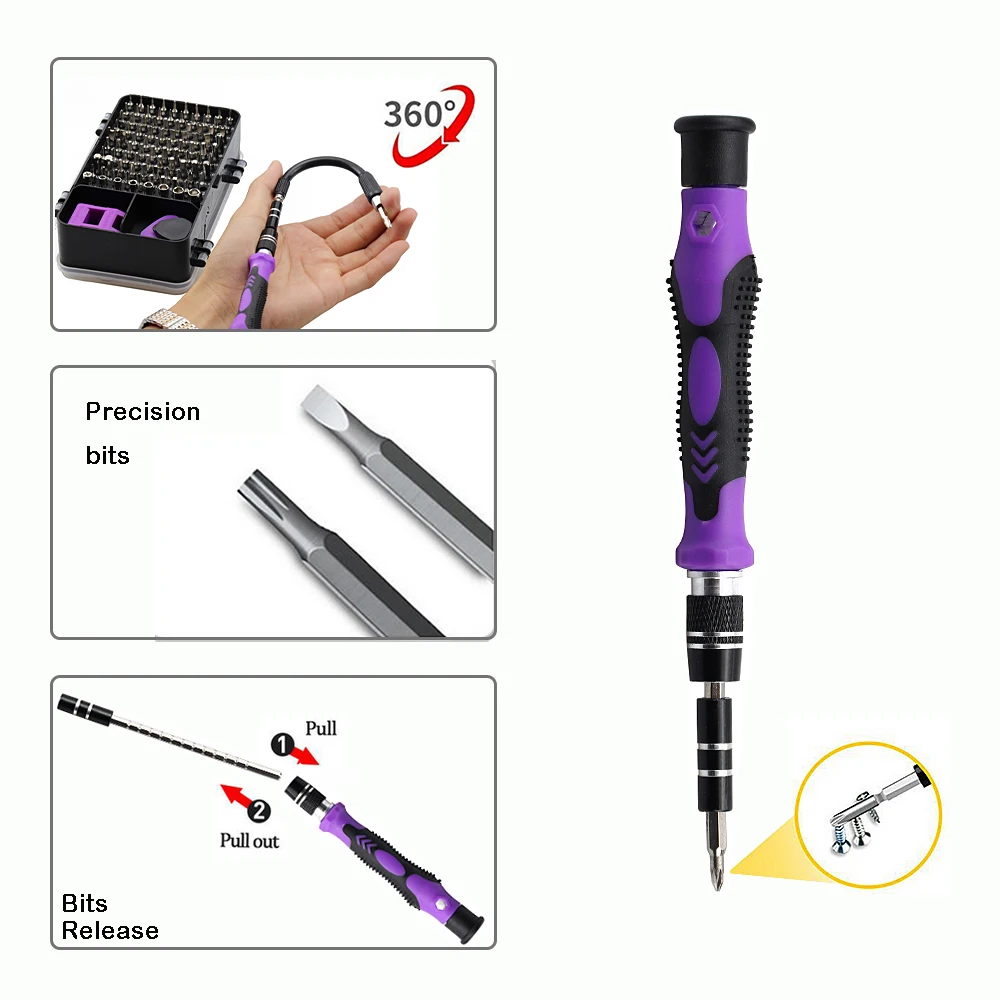 Multitool 25/115 em 1 conjunto de chave de fenda de fenda bit torx hex precisão multi-função dispositivo de reparo do telefone móvel ferramenta de mão