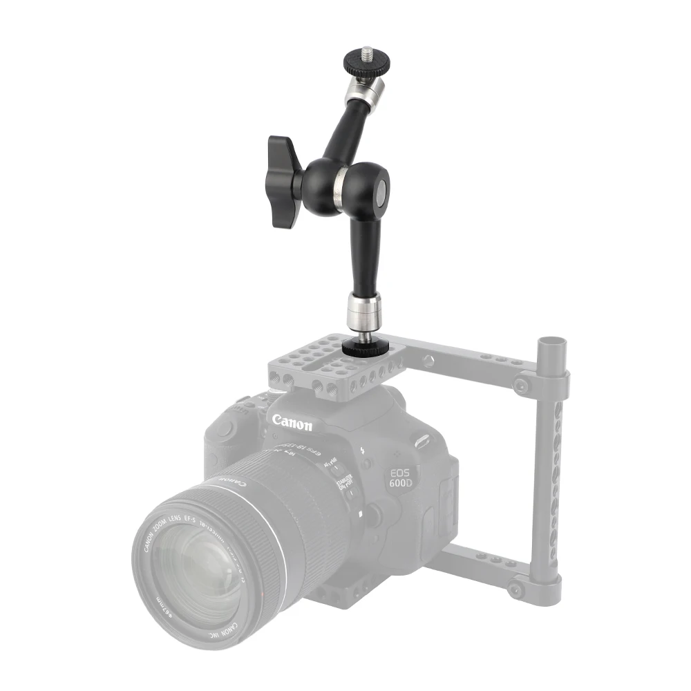 HDRIG-abrazadera de cabeza esférica, brazo articulado mágico con doble rosca de 1/4 ", montaje de tornillo, Conector de tiro caliente para cámara DSLR